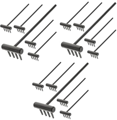NUOBESTY 18pcs Zen Garden Rake Handle Lawn Scarifier Rake Handled Diy Miniature Zen Miniature Landscape Small Meditation Small Desktop Micro