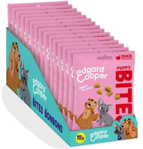 Edgard Cooper Hundeleckerli, Top Dog Bites Ente Huhn, 50g x 15, Kleine Bites, Welpen Leckerlies, Getreidefrei, Natürliche Zutaten, hoher Proteingehalt und frisches Fleisch