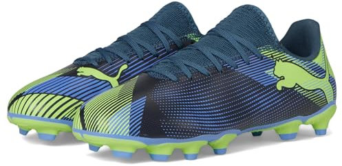 PUMA Chaussures de football unisexes pour enfant Future Play Firm, chaussures de football artificielles, Gray Skies-elektro Purple-fizzy Apple-Puma White, 4.5 Big Kid