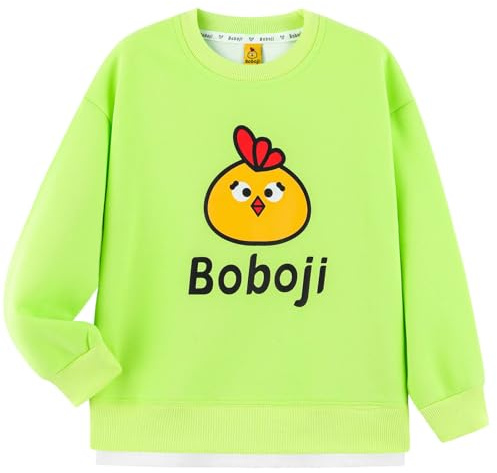 DILBYKE Pojkar flickor sweatshirts solid sport pullover topp rund hals långärmad tröja barnkläder bomull, NEONGRÖNT, 11-12 år