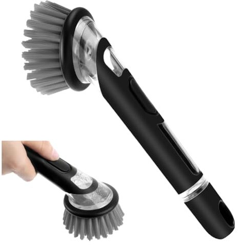 AUAUY Spazzola per Lavello con Dispenser per Detersivo, Spazzola Multiuso per Piatti, Spazzola per Piatti per Piatti, Pentole, Lavelli