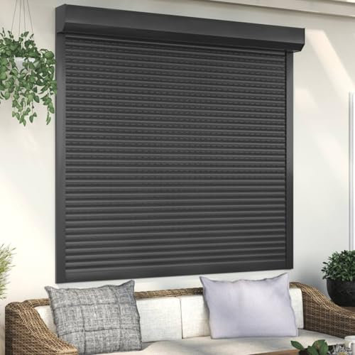 ShGaxin Rollladen Aluminium, Aussenrolladen, Schrank Rollo, Außenrollo, Sonnenschutzrollo Außen, 160 x 150 cm Anthrazit
