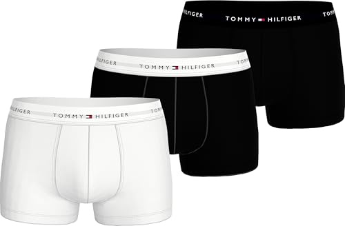 Tommy Hilfiger Calzoncillos bóxer trunks Hombre Pack de 3 tejido elástico, Multicolor (Th Wht/Th Wht/Blk), L