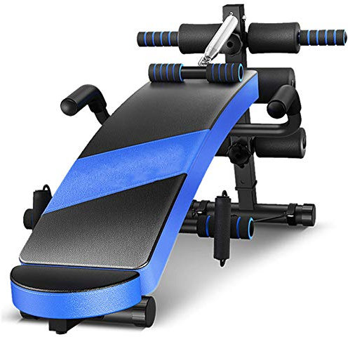 Verstellbare Hantelbank, faltbare Sit-Up-Bank, Sit-Up-Brett mit Neigungsfunktion, Trainingsbank für Bauch und Rücken, mit Widerstandsbändern, Beinfixierung, Heim-Fitnessstudio, Fettabbau, Schwarz