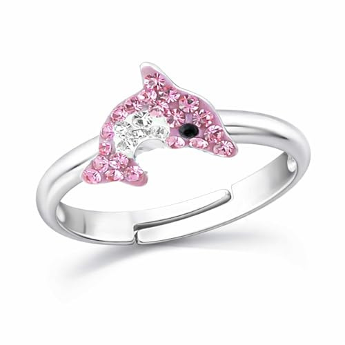 FIVE-D Kinder- und Mädchen Ring Delfin 925 Sterling Silber