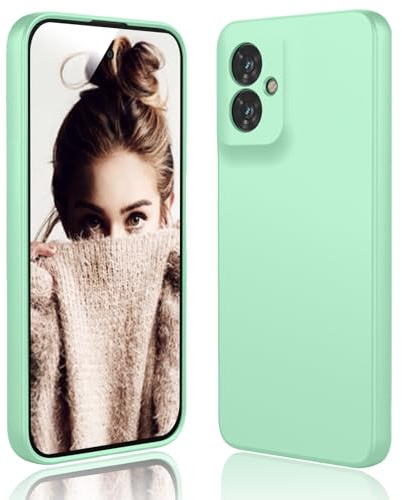 DESSEN Funda para Motorola Moto G55 5G Capa - Líquida Silicona Carcasa Antigolpes Protector Móvil Case Cover Suave Delgada Bumper con Forro de Microfibra Antiarañazos, Verde Claro