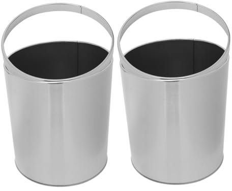 Zerodeko Cubo De Basura Metálico Redondo 12l Acero Inoxidable Capa Simple Para Baño Cocina Hogar Uso Interior Pack 2 Unidades