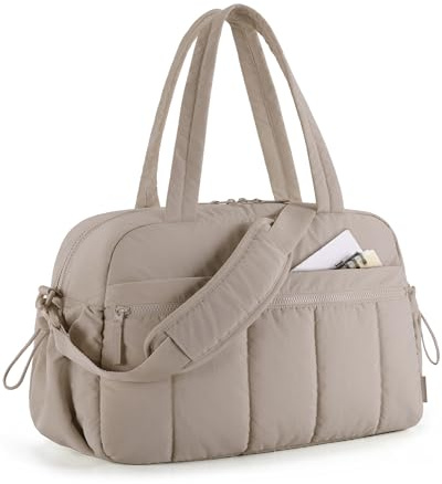 BAGSMART Womens Gym Bag 24L Travel Bag for Weekend Overnight with Wet Pocket, Underseat Cabin Bag for EasyJet, Carry on for Ryanair & Trolley Sleeve, Ultra Lightweight, Camel