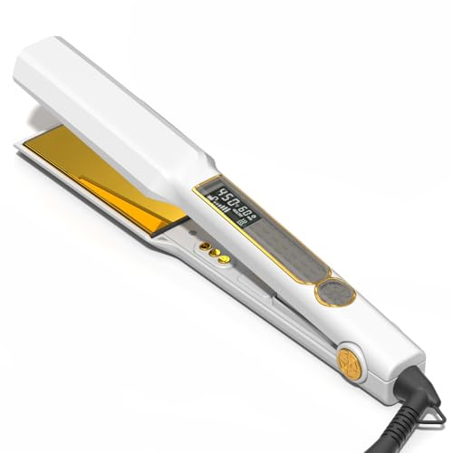 Thirtek Piastra per capelli lunghi e spessi, piastra piatta larga 3,8 cm, acconciatura fino al 50% più veloce, piastra 2 in 1, piastre in ceramica al titanio, 15 impostazioni di calore, doppia