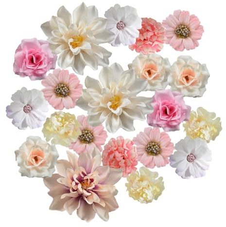 EnixwH 40 Stück Kunstblumen zum Basteln, 4,5 cm Blumen Deko Mini Fake Flowers Kunstblumen Köpfe Realistische Künstliche Blumen für DIY Basteln Scrapbooking Hochzeit Party Home (Rosa)