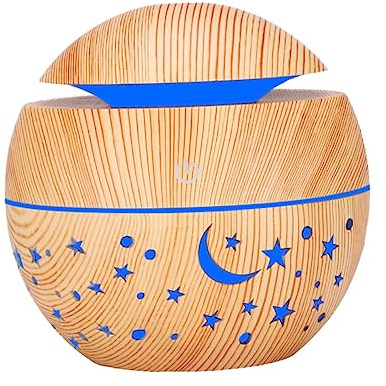DECORNIJIA Humidificador de Aromas Recargable USB 130ml Patrón Hueco y Diseño Redondo para Dormitorio y Oficina, Material Pp y Abs, Fácil de Transportar