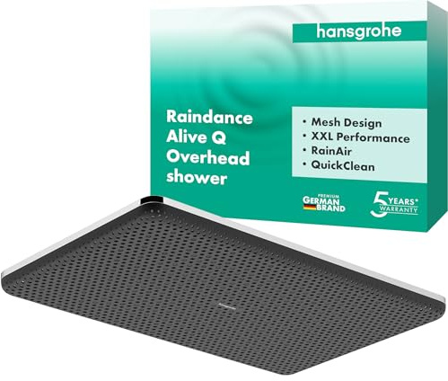 hansgrohe Raindance Alive Q 24530000 Pommeau de douche, 300 mm, 1 type de jet, pour montage mural ou au plafond, avec fonction anti-calcaire, chrome