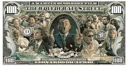 Leinwand Bilder 100 Dollar Graffiti Money Art Leinwand Malerei Poster Drucke Leinwanddruck Wolf der Wall Street Pop Art für Wohnzimmerdekoration Moderne Kunst Zimmer Deko (w396, 40x80cm Kein Rahmen)