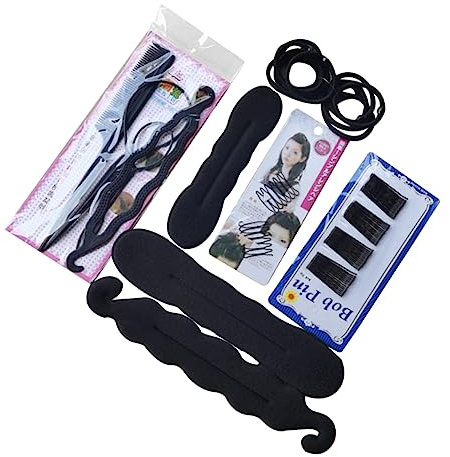GANAZONO DIY Hair Styling Tool Hair Bun Maker Black Flannelette Plastic Iron for Women and Boys and Girls Dating Running