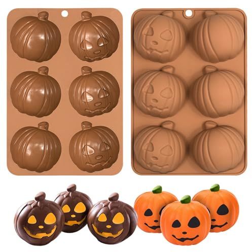 YGCHEN Stampo in Silicone Halloween Stampo per Torta Zucca Stampi per Cioccolato Mousse Halloween 3D Zucca Silicone Stampi, per Cioccolato Torta Muffin Fondant Zucchero 2 Pezzi