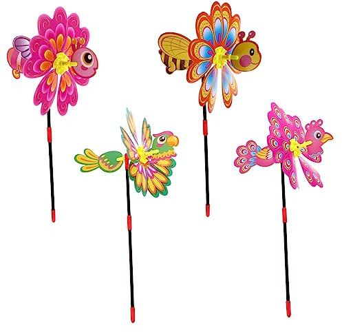ibasenice 4 Pièces Moulin à Vent Animaux Cartoons pour Décoration Extérieure Étanche Jouets pour Jardin Style Aléatoire