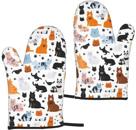Gants de cuisine imperméables pour barbecue Motif chat et chien 5,9 x 27,9 cm