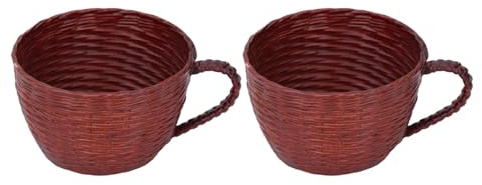Hamwesh Pflanzenkorb, Tasse Form Gewebter Blumentopf mit Feiner Verarbeitung für Sukkulenten Kakteen Kleine Blüten