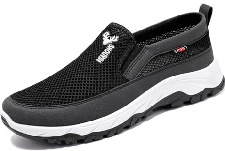 Dasongff Slip on Sneakers da uomo senza lacci Scarpe sportive traspiranti comode e leggere antiscivolo scarpe da jogging fitness running outdoor, Nero , 44 EU