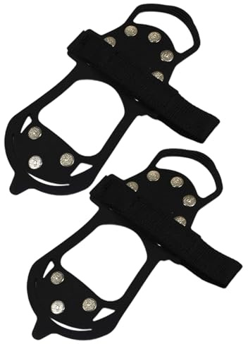 Grampones De Hielo | 1 Par 10 Dientes Antideslizantes Ligeros Crampones,Grampones De Tracción para Hombres En Nieve Y Hielo | para Aventura Invernal Trabajo Exterior Correr Desplazamiento Compras