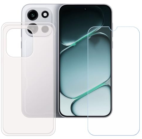 BMPNLSZ Funda para OnePlus Turbo 6 Screen Protector, Translúcido Suave Silicona TPU Canica Carcasa Caso Case + Cristal Templado Film Vidrio (6,78)
