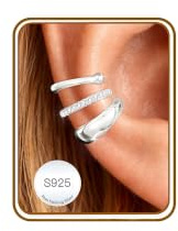 AVOTTO 3pcs Ear Cuff No Piercing for Women Silver Ear Cuff Earrings Sterling Silver Clip on Hoop Earring Adjustable Cartilage Helix Earring Hypoallergenic Piercings Earrings Stack Jewellry Gifts