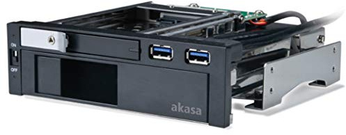 Akasa Lokstor M51 | HDD Mobile Rack | 3.5 SATA HDD & 2.5 SATA SSD/HDD | 2 x SuperSpeed USB3.0 port | 5.25 PC Drive Bay | Tool-Free | Security Lock | AK-IEN-01