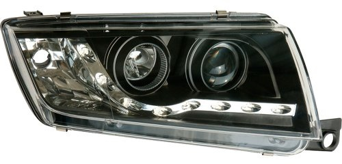 AutoStyle Satz Scheinwerfer TFL-Look passgenau | kompatibel mit Skoda Fabia 2000-2004 - Schwarz