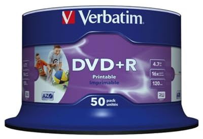 Verbatim - Verbatim DVD+R 4,7 GB voll bedruckbar - 16x - 50 Stück in Cak