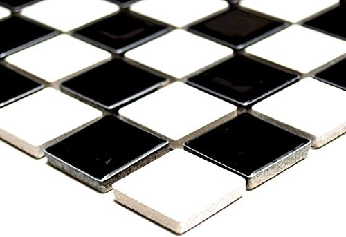 mosaico piastrelle di rete parete doccia Schachbrett Nero/Bianco lucido ceramica mosaico per piastrelle da parete specchio piastrelle specchio quadrato, cucina e bagno