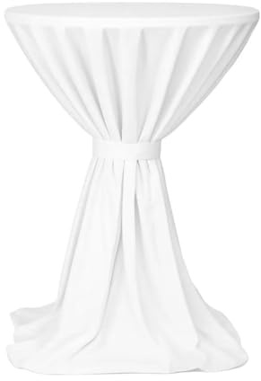 Gastro Uzal Stehtischdecke Milano mit Schleife Set 2 teilig in weiß 70-80 cm rund, für Tischhussen