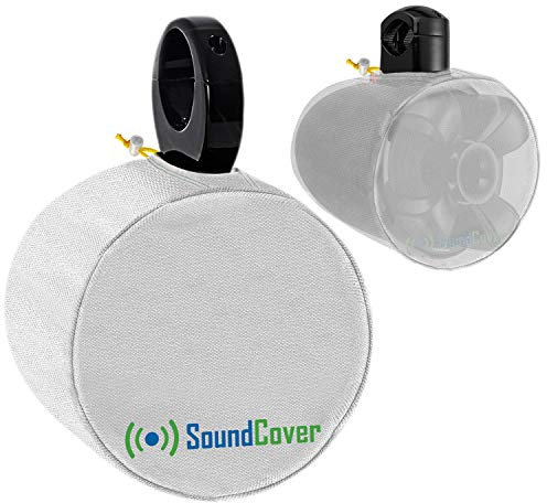 SoundCover 600D Marine Wake Tower Speaker Covers – Large (H 14 × W 14 × D 12.8) – Weather-Resistant Protection for Boat, Marine & ATV Speakers – White
