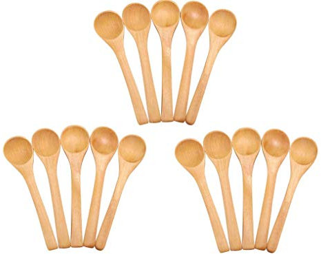 Cucharillas Postre,12 PCS Mini Cucharas de Madera Hechas a Mano Cuchara Madera Ucharas Pequeñas Niños Cuchara Miel Cucharadita de Miel para Especias Sal Café Té Azúcar Mermelada Mostaza 5 pulgadas