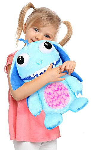 Worry Yummy Monster Childrens Soft Toy - Large 15 (38cm) Soft Cuddly Toy for Kids. Boys & Girls Anxiety, Stress & Fear Reducing Sleep Companion - Blue 'Marvin'