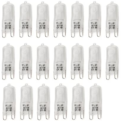 G9 Halogen-Stecksockellampe, G9-Sockel, dimmbar, 40W - Ersatz für 40 Watt, 35° Abstrahlwinkel, Warmweiß - 2700 K Frosted (20)