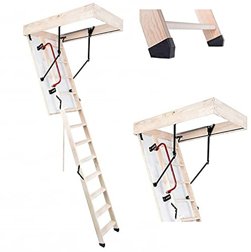 Bodentreppe Speichertreppe Gedämmte Dachbodentreppe U=1,22 W/m2K Termo PS Holz Raumhöhe 280cm Wärmegedämmt Fertig montiert (130x70)