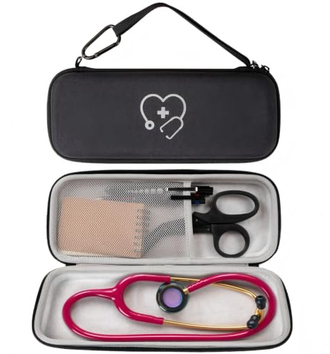 ProCase Custodia per Stetoscopio Littmann/Gima/MDF/erka/Omron/ADC/Dixie EMS, Custodia da Viaggio Leggero Antiurto con Tasche a Rete per Accessori Piccoli -Nero