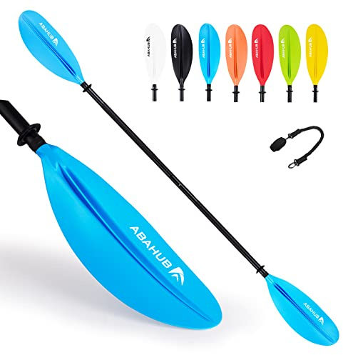Abahub 218/230/241cm Pagaie Kayak Rame Double Paddle Aluminium avec Paddleline pour Kayak Aviron Bateau Canoë,Tige en Alliage d’Aluminium, Lames en Plastique Noir/Blanc/Rouge/Bleu/Vert/Orange/Jaune