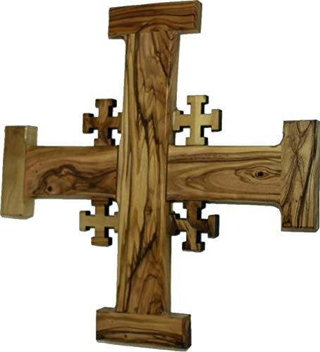 Holy Land Market Jerusalem-Kreuz aus Olivenholz, 22,9 cm, großes Kreuzritter-Kreuz aus dem Heiligen Land