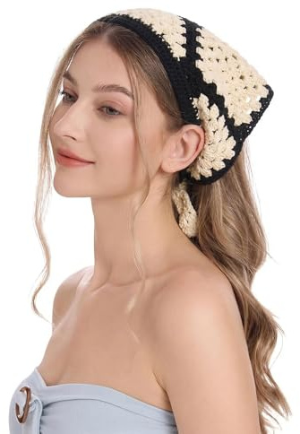 ZLYC Baumwolle Handgemacht Häkel Stirnband Dreieck Bandana