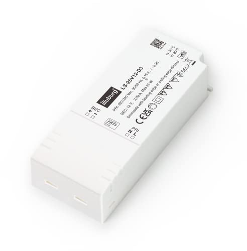 illuburg LED Trafo 12V Dimmbar Triac 10W - 25W für LED Strip Lampe LED Netzteil Treiber Transformator Vorschaltgerät Driver