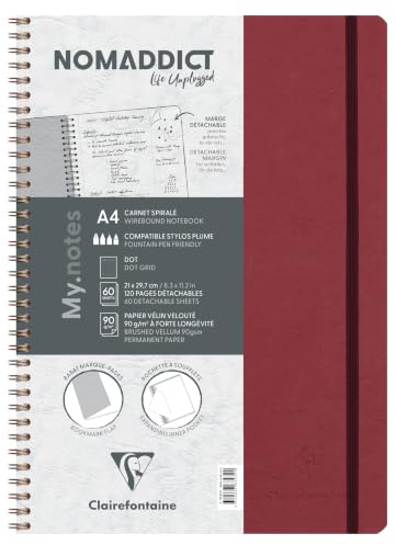 Clairefontaine 783432C - Age Bag My.Notes Spiralbuch mit abtrennbaren Rändern, 21x29,7cm, 60 Blatt 90g DOT Rot, 1 Stück