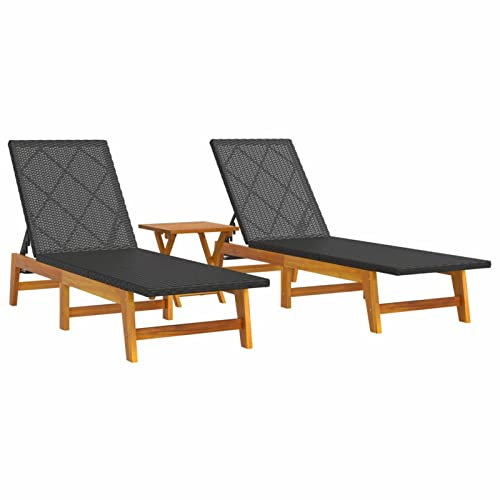 Tidyard Sonnenliege,3-TLG.Garten-Lounge-Set Balkonlounge Lounge Sofa Doppelliege Gartenmöbel Mit Tisch,Loungemöbel Relaxliege,Garten Möbel,Strandliege Gartensofa Gartenliege,Holzliege Poly Rattan