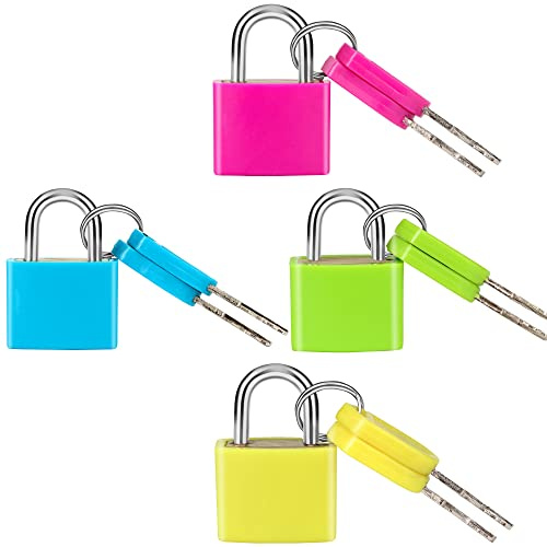 4 Pcs Suitcase Locks with Copper Keys Protect Your Belongings with Febwind's Set of 4 Mini Padlocks Multicolor Durable Locks for Suitcases Backpacks Boxes Cabinet and Laptop Bags