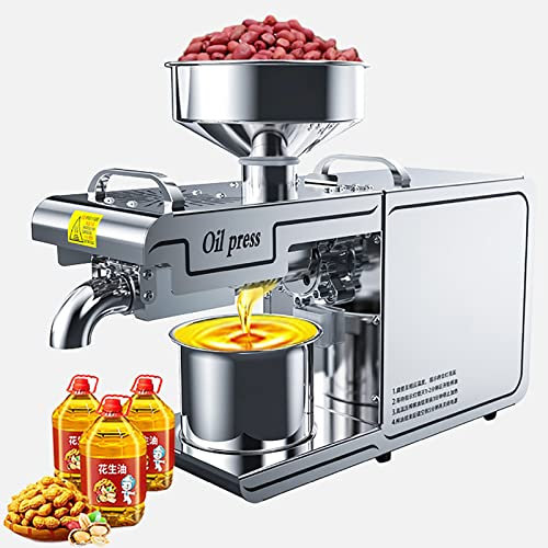 750w Kitchen Oil Press Machine, Electric Oil Press Machine, Hot/Cold Press,Temperature Range: 0-300°, Oil Yield: 50%, 5-7kg/H, 24h Continuous Work, for Hazelnut Oil, Rapeseed Oil