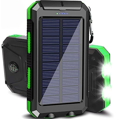 Solar Power Bank 20000mAh, Solar Charger with Dual USB Ports, Mobile Phone Accessories Portable Ring Solar Panel for Camping, LED Flashlight External Backup Battery Pack (A)