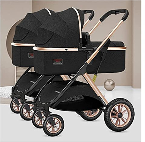 Cochecito Gemelar Twins-Cozy Compacto para Bebés con Asientos Tándem (Color: Ner)