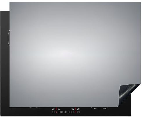 KitchenYeah© Herdabdeckplatte Einteilig Küche Ceranfeld Abdeckplatte Cerankochfeld Abdeckung Induktionskochfeld Schutzmatte Silber - Grau - Metall - Dunkel - 65x52 cm