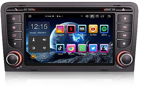 Erisin 8-Core 4GB RAM 64GB ROM 7 pollici Android 14 Autoradio GPS Navigatore per AUDI A3 S3 RS3 RNSE-PU Supporta Bluetooth 5.0 Carplay Android Auto DSP WiFi 4G DAB+ USB RDS FM Lettore CD Schermo IPS