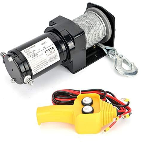 Dhouse Elektrische Seilwinde 2000 LBS/907kg 9 m Seil Winde 12V Elektrowinde Werkstatt Garage Boot Anhänger Quad ATV